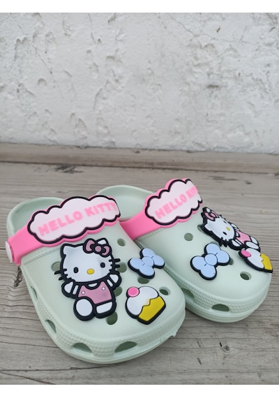 Huzurlu Adımlar Hello Kity Yeşil Çocuk Crocs Ywşil