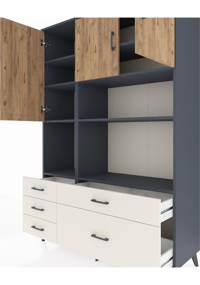 Hyperion Dolap 8 Raflı 5 Çekmeceli 3 Kapaklı 132x44x195 Antrasit-çam/aytaşı Atlas Çam/aytası Hyperion Dolap 8 Raflı 5 Çekmeceli 3 Kapaklı 132x44x195 Antrasit-çam/aytaşı Atlas Çam/aytası