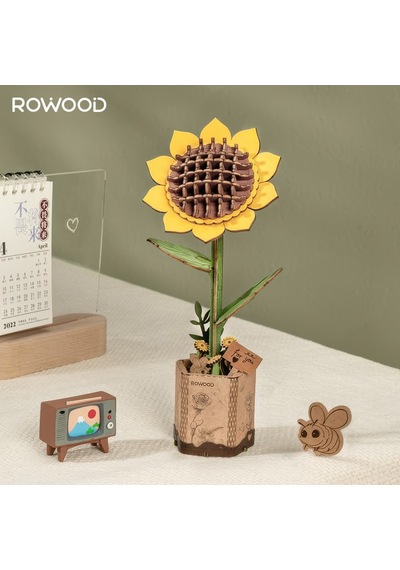 Rowood Tw011 Ayçiçeği Sunflower Dıy Minyatür Maket Model Seti Ahşap 3d Wooden Puzzle Model Kit Ahşap Maket Dekoratif Hobi Seti