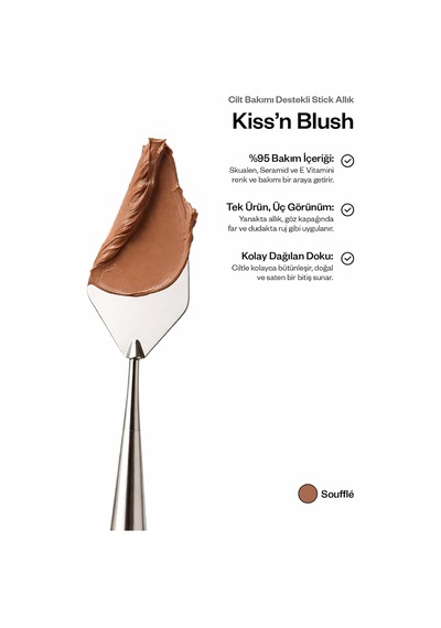 Kıss'n Blush Allık, Ruj, Göz Farı Nemlendirici 3in1 Ceramide Skualen Vitamin E Souffle Çok Renkli