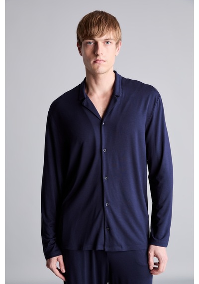 Defacto Regular Fit Düğmeli Uzun Kollu 2li Pijama Takımı I8197ax26aunv135 Lacivert-nv135