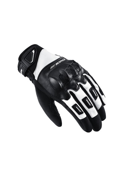 Ebakbak Motosiklet Kışlık Eldiven Waterproof Oxford Ve Deri Kumaş Premium Motor Korumalı Eldiveni White Beyaz
