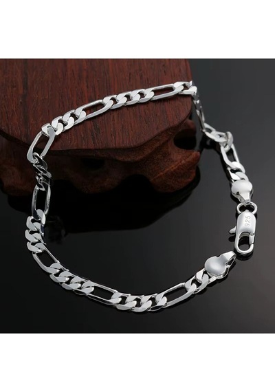 Erkek Kadın Unisex Figaro 6mm Gümüş Kaplama Zincir Bileklik Künye Hediyelik Çok Renkli