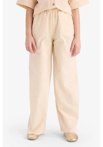 DeFacto Kız Çocuk Beli Lastikli Wide Leg Geniş Bol Paça Pamuklu Pantolon D7611A825SMER42 Ekru DeFacto Kız Çocuk Beli Lastikli Wide Leg Geniş Bol Paça Pamuklu Pantolon D7611A825SMER42 Ekru