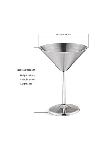 304 Paslanmaz Çelik Martini Kokteyl Bardağı Yüksek Tabanlı Şarap Kadehi Şarap Kadehi Metal Bar Ktv Şampanya Bardağı E