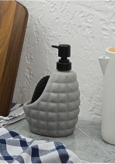 Taş Desenli Sıvı Sabunluk - Sünger Hazneli Mutfak Sabunluğu - 700 Ml - Baklava Desen -