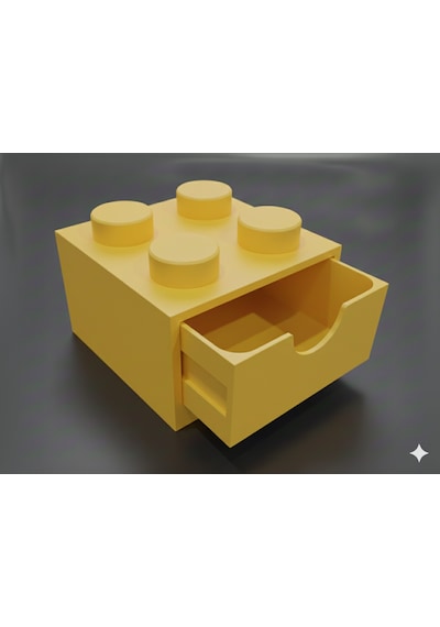 Lego Tasarımlı Mini Çekmece 2x2 Masaüstü Düzenleyici Dekoratif Saklama Kutusu Sarı