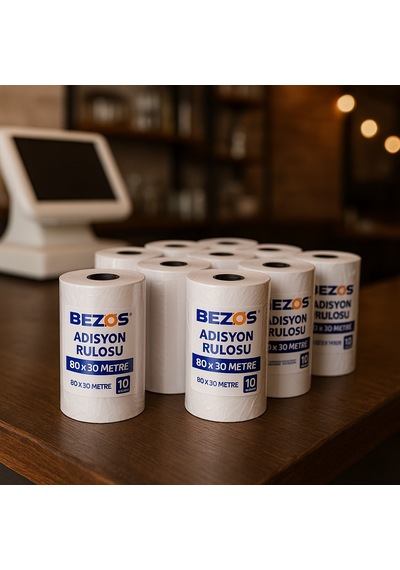 Buradabulabilirsin Bezos 80x30 Mm Adisyon Rulosu Termal Rulo 10 Paket 100 Adet Bbz