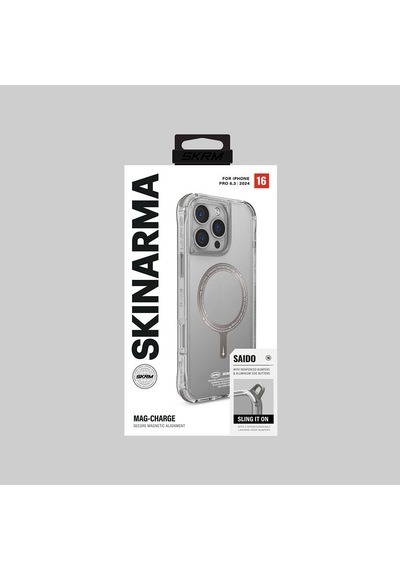 Apple iPhone 16 Pro Skinarma Saido Prime Kılıf Magsafe Şarj Özellikli Şeffaf Airbag Tasarımlı Titanyum