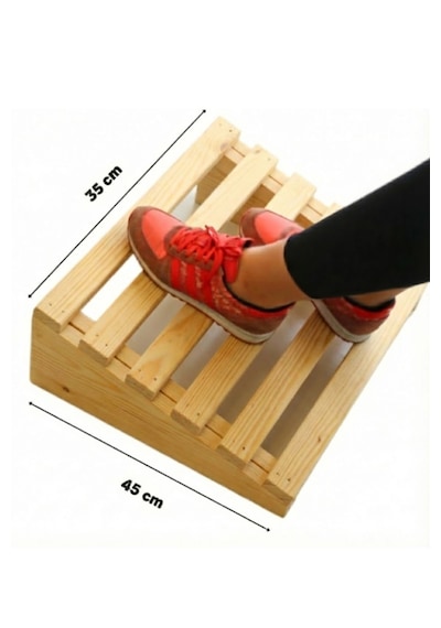 Ahşap Masa Altı Ayaklık Ayak Desteği Ayak Koyma Standı Doğal Ahşap 35x45 Orta Boy