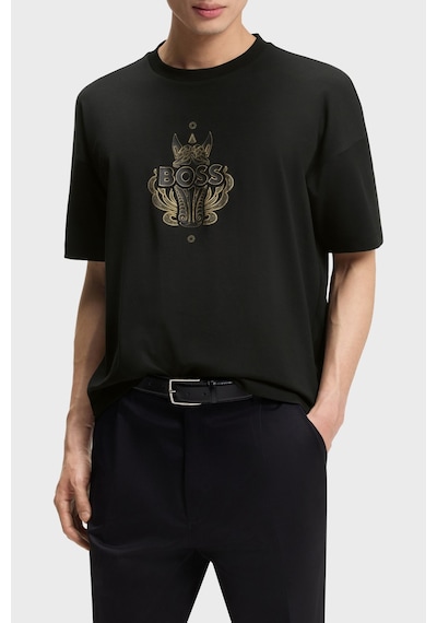 Boss Baskılı Pamuklu Regular Fit Bisiklet Yaka T Shirt Erkek T Shirt 50565015 001 Siyah