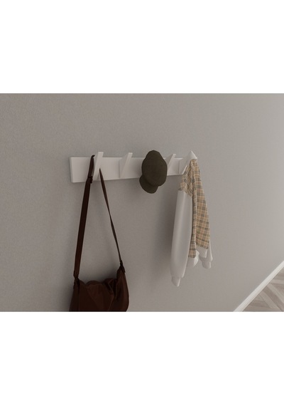 Hepsi3boyutlu Modern Duvar & Kapı Kanca Askılık - 5 Adet Beyaz Kanca Askılık - Model No : 5 Beyaz
