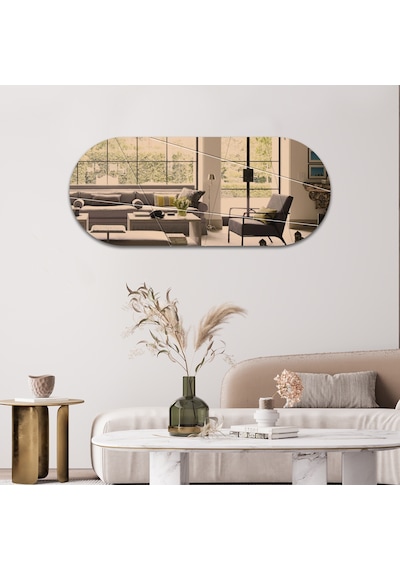Ayna Bronz Ayna Victory Tasarım Kanallı Oval Ayna 50cm X 120 Bronz