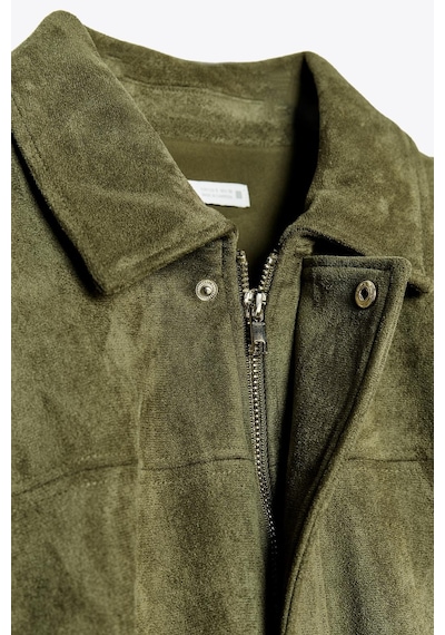 Süet Apoletli Bomber Ceket Siyah