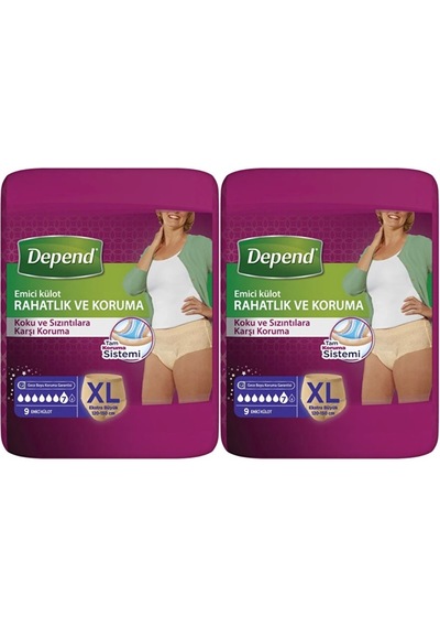 Depend Emici Külot Kadın Hasta Bezi Extra Büyük XL 2 x 9'Lu