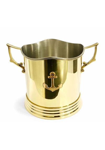 Pirinç Buz Kovası 17 20 Cm Metal Şık Tasarım Sarı
