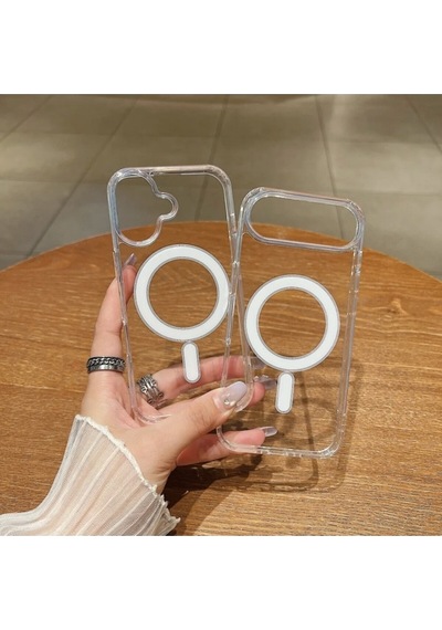 Teknomoda Apple Uyumlu iPhone 17 Air Kılıf Magsafe Wireless Kablosuz Şarj Manyetik Şeffaf Silikon Kapak Şeffaf
