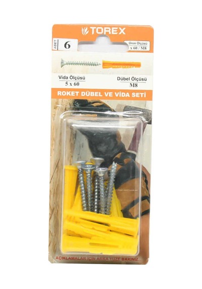 Roket Dübel 8mm Sunta Vidası 5x60 - 1 Paket: 6 Adet - 762157621 Diğer