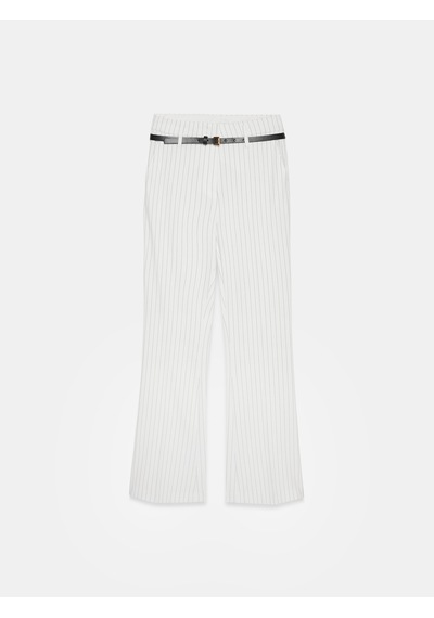 Dilvin 72691 Kemerli İspanyol Paça Pantolon-beyaz