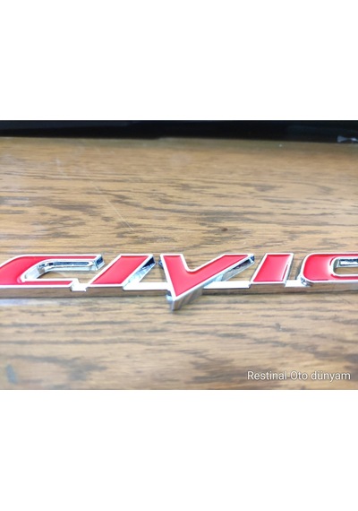 Civic Fd6 Kırmızı Bagaj Amblem 3d Metal Yazı Logo Honda Civic Uyumlu Arka Kapak İçin 3m Bantlı Spor