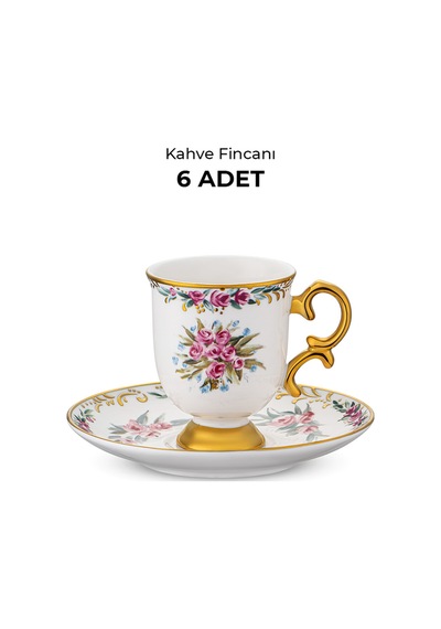 Emsan Rose 6 Kişilik Kahve Fincan Takımı 80 Ml Multicolor