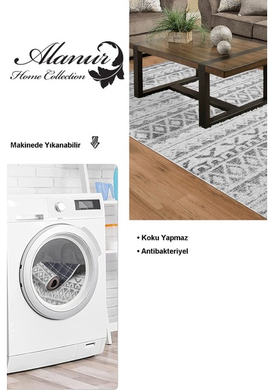 Dekoreko Kaymaz Taban Djt Salon Halısı Star Pamuk Iskandinav F5078 gri