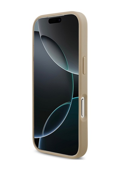 Apple Uyumlu iPhone 17 Pro Kılıf Lacoste Lisanslı M-safeli Pu Pike Desenli Metal Logolu Kartlıklı Kapak Bej Bej