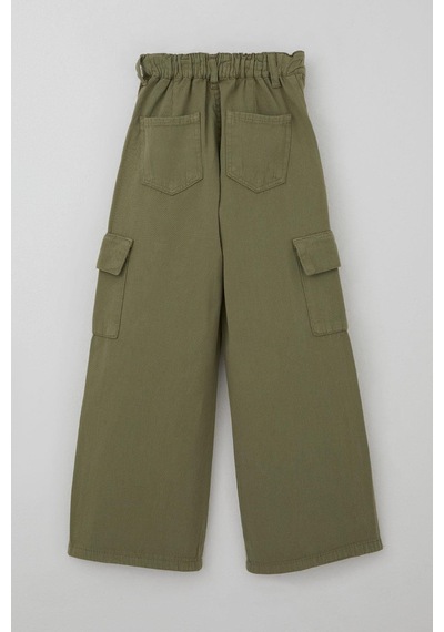 Breeze Kız Çocuk Gabardin Pantolon Kargo Cep Detaylı 5-14 Yaş, Haki Yeşil Haki Yeşil