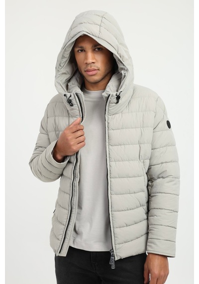Dufy Erkek Slim Fit Kapüşonlu Açık Gri Mont-25297 A.gri