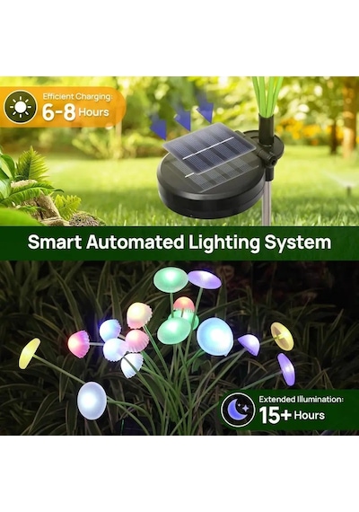 Schulzz Güneş Enerjili Solar Mantar Denizanası Led Bahçe Işığı Su Geçirmez, Dış Mekan Dekor Aydınlatması