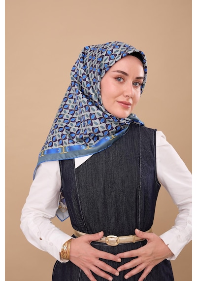 Silk Home Twill İpek Eşarp 11481-08 Çelik Mavi, Saks, Sarı, Mor