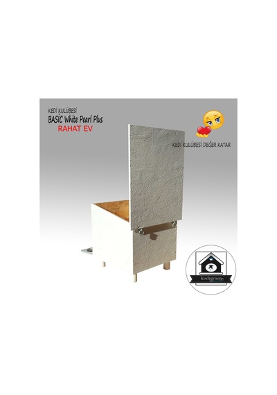 Kedigram Kedi Kulübesi Basic White Pearl Plus Kedi Evi Yağlı Boyalı