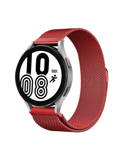 Mey İthalat Samsung Galaxy Watch 4 Metal Mıknatıslı Kordon - Kırmızı
