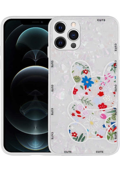Apple Uyumlu iPhone 12 Pro Max Desenli Sert Silikon Klfs Mumila Kılıf-white Rabbit White Rabbit