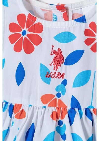 U.S. Polo Assn. Kız Bebek Külotlu Dokuma Elbise Mavi-turuncu-2274 Mavi