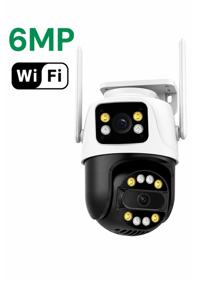 6mp Çift Lens Wifi Ip Güvenlik Kamerası 360 Ptz Hareket Takipli Gece Görüşlü Ip66 Su Geçirmez Sesli Alarm 2 Yönlü Konuşma