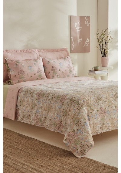 Karaca Home Flovy %100 Pamuk Çift Kişilik Nevresim Takımı Pudra