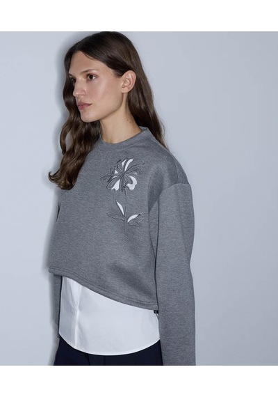 İpekyol Çift Parça Görünüm Cutout Gri Kadın Sweatshirt Iw6260091123