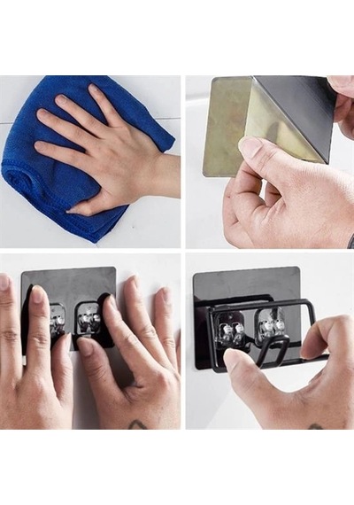 Fön Makine Askısı Siyah Yapışkanlı Fön Makine Tutucu Bx40 Renkli