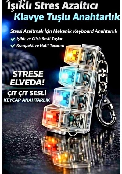 Işıklı Klavye Tuşu Switch Anahtarlık Keyboard Fidget Led Anahtarlık - 1 Adet