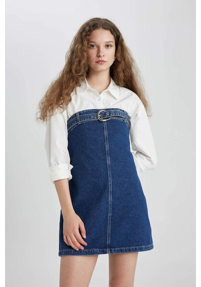 Defacto Fashion Fit Straplez  Jean Mini Elbise C5658AX24SPNM34