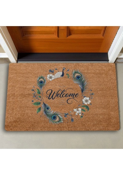 Valerine Life İhtişamlı Tavus Kuşu Welcome Kapı Önü Paspası 45x70cm