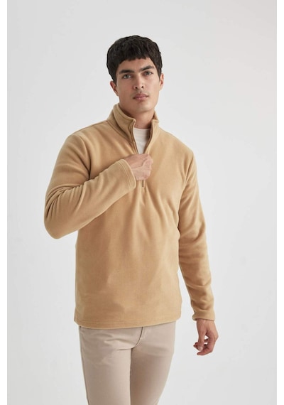 Defacto Regular Fit Yarım Fermuarlı Sweatshirt B7846axnsbg749 Bej