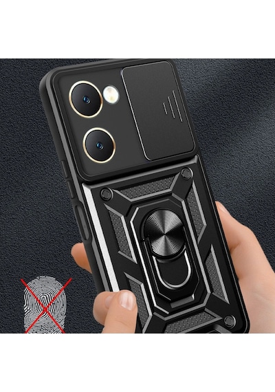 Vivo Y18 Kılıf Pars Lens Yüzüklü Silikon Kırmızı