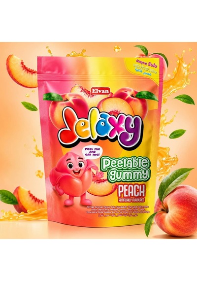 Jelaxy Peelable Şeftali Aromalı Soyulabilir Yumuşak Şekerleme 65 Gram 12 Adet 1 Kutu