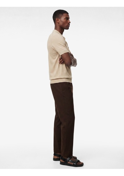 Koton Regular Fit Viskon Kısa Kollu Polo Yaka Triko Tişört Bej 6sam70054ht Ekru
