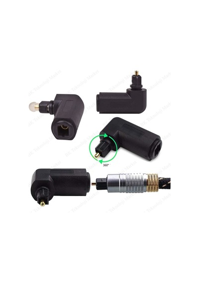 BK Teknoloji 90 Derece Dik Açı L Tipi Dirsek Toslink Fiber Optik Ses Adaptörü