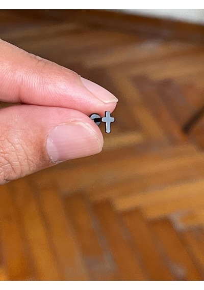 316 Cerrahi Çelik Tragus Helix Kıkırdak Conch Minimal Haç Piercing Gümüş - Çok Renkli
