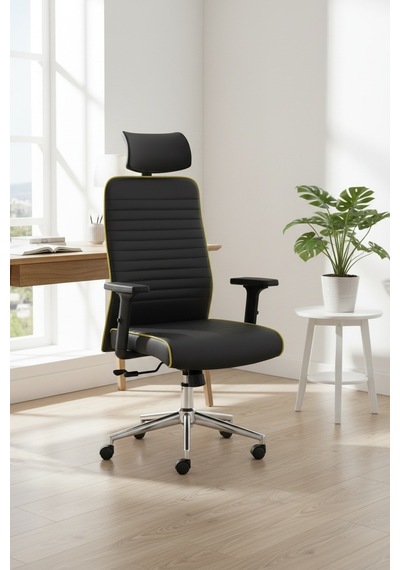 Upstyle Zirve Deri Ergonomik Çalışma Ve Yönetici Koltuğu Siyah/sarı Siyah / Sarı Biye Upstyle Zirve Deri Ergonomik Çalışma Ve Yönetici Koltuğu Siyah/sarı Siyah / Sarı Biye