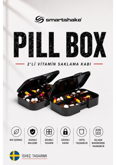 Smartshake Vitamin Ve Takviye Saklama Kutusu Siyah 2'li Set